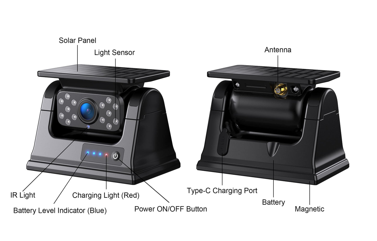 WiFi Magnetic Solar Wireless Backup Camera For Truck RV Trailer Car