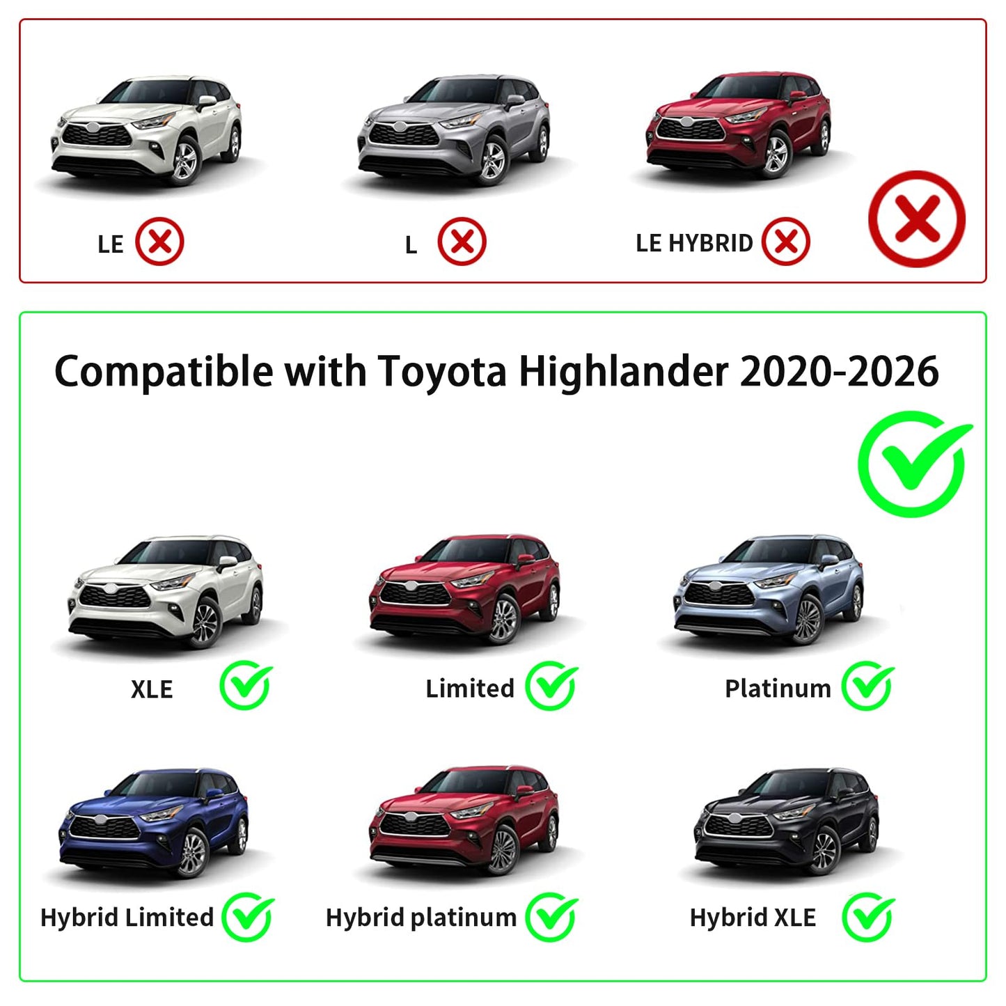 Lockable 260lbs Cross Bars Roof Racks Fit for Toyota Highlander 2020-2026 XLE Limited Platinum Hybrid(NOT for L/LE/LE Hybrid)