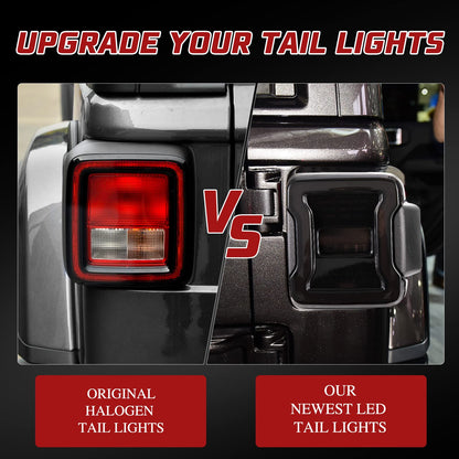 Smoked LED Tail Lights Replacement Kit for 2018-2022 Jeep Wrangler JL Accessories - OMOTOR