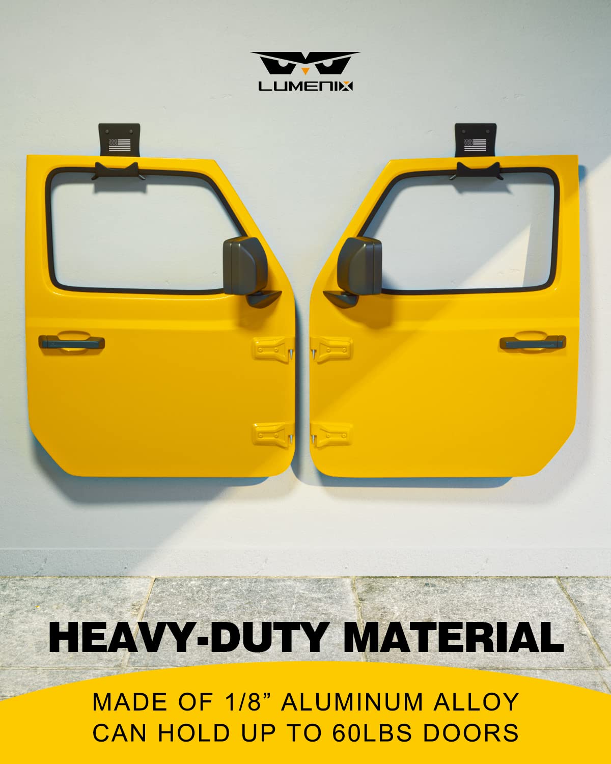 Wall-Mounted Heavy Duty Door Storage Hangers Bracket Compatible with 1956-2025 Jeep Wrangler CJ YJ TJ JK JKU JL JLU LJ JT