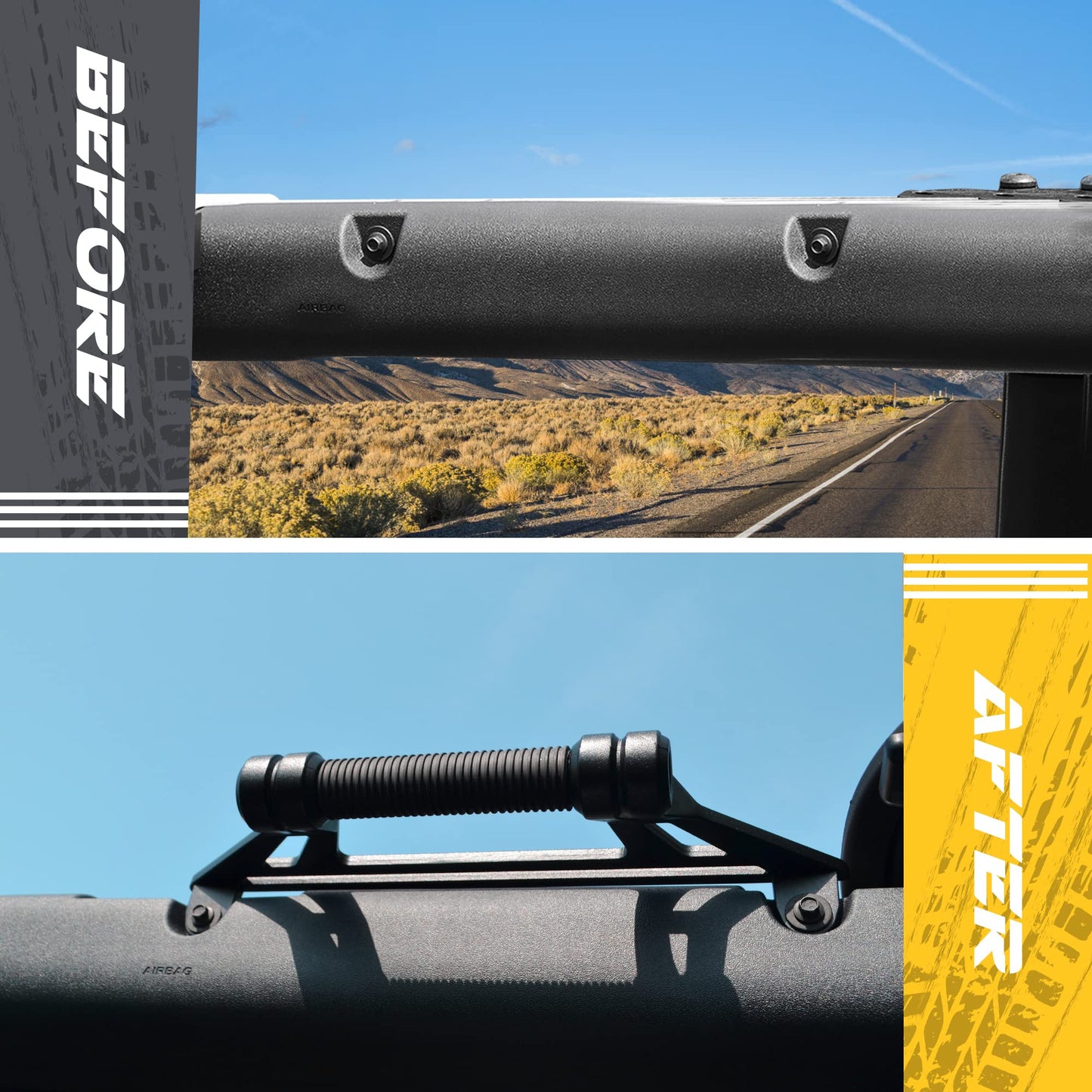 2 Pcs Aluminum Alloy Roll Bar Grab Handles Compatible with Ford Bronco 2021-2025+ Soft & Hard Top