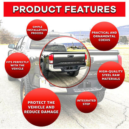 Rear Steel Step Bumper Assembly for 2016-2023 Toyota Tacoma without Park Sensor Holes