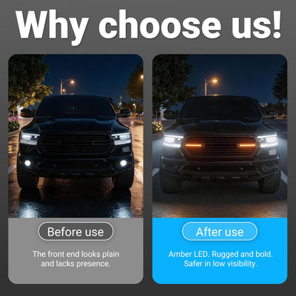 LED Front Grille Lights Compatible with 2019-2024 Dodge RAM 1500 Big Horn/Tradesman/Laramie