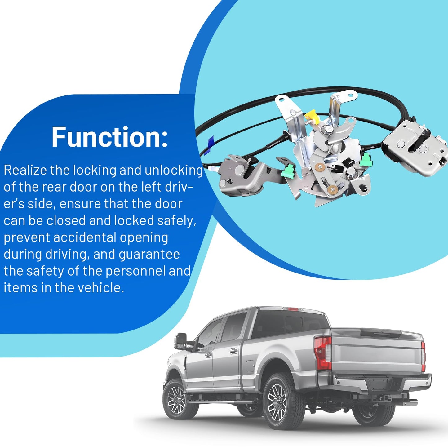 Rear Door Latch Lock Cable Assembly Compatible with F-250 F-350 F-450 F-550