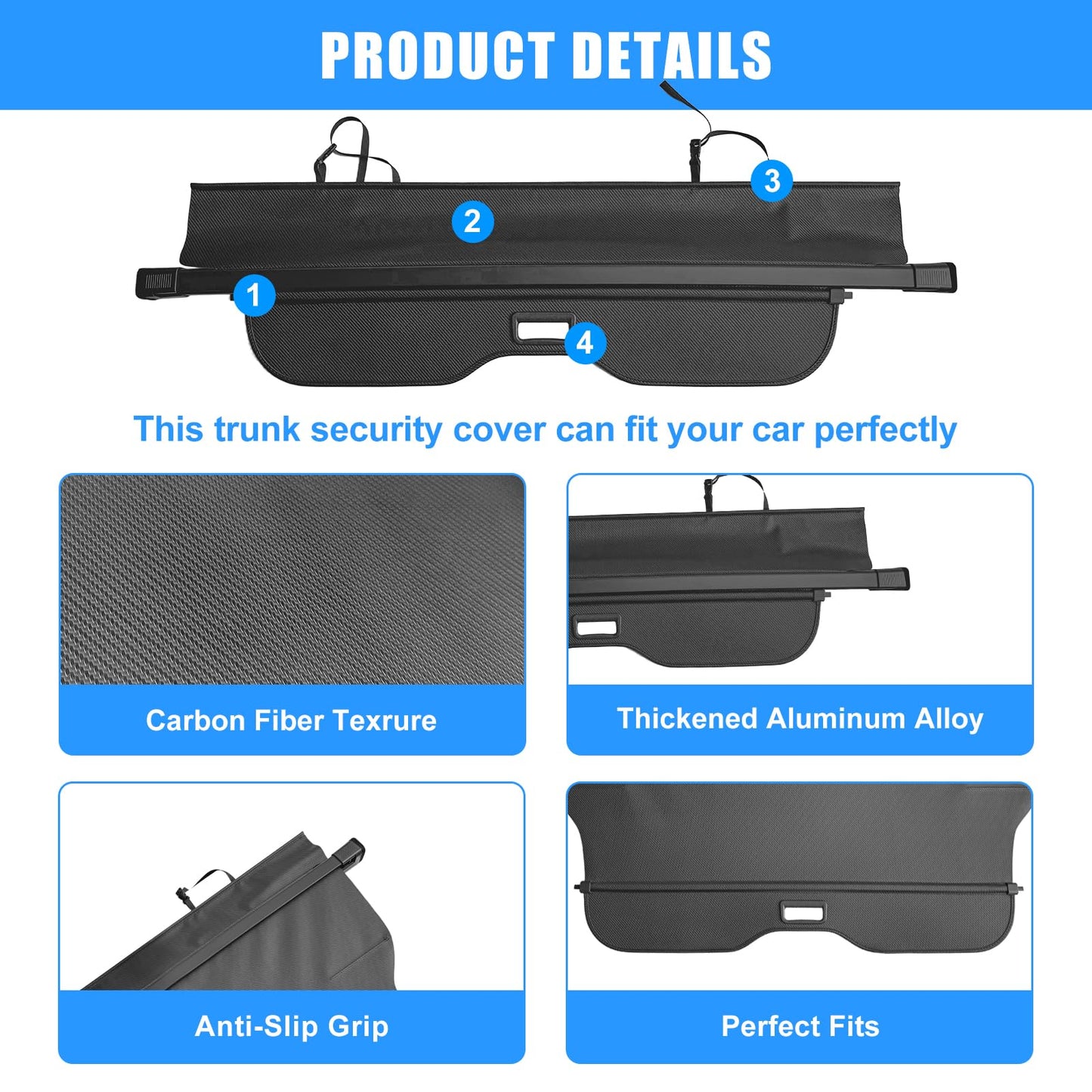 Retractable Cargo Cover for Toyota Land Cruiser Prado J250 LC250 2024 - 2026 Lexus GX550