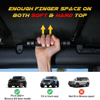 2 Pcs Aluminum Alloy Roll Bar Grab Handles Compatible with Ford Bronco 2021-2026 Soft & Hard Top
