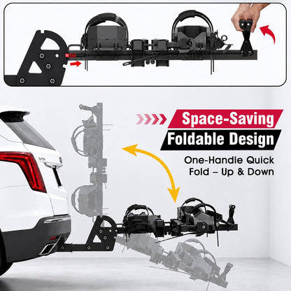Foldable Hitch Bike Rack for 2 Fat Tire E-Bikes