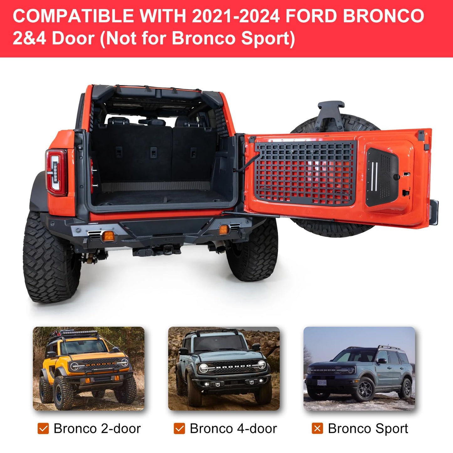 Tailgate Table Storage Lock Box For 21-24 Ford Bronco 2/4 Doors