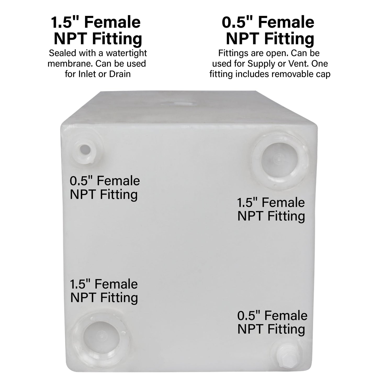 40 Gallon Potable RV Fresh Water Tank for Campers, Trailers, Motorhomes, RVs, Cube Shape