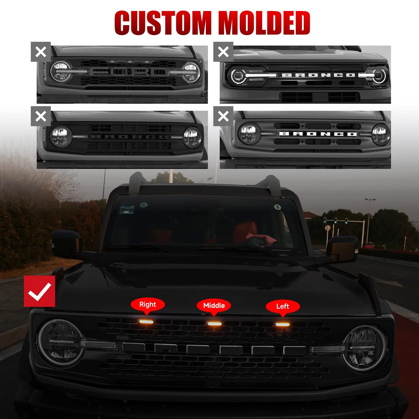 LED Grille Lights for Ford Bronco Accessories 2021-2024 2/4-Door