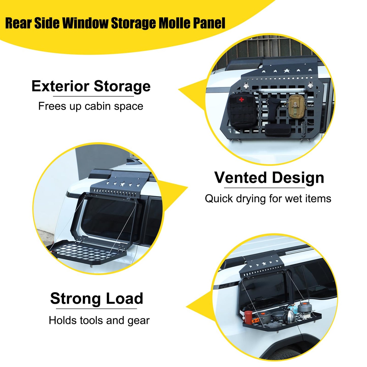 Rear Side Window Storage Molle Panel Compatible with Toyota Land Cruiser Prado 250 J250 LC250 2024 2025