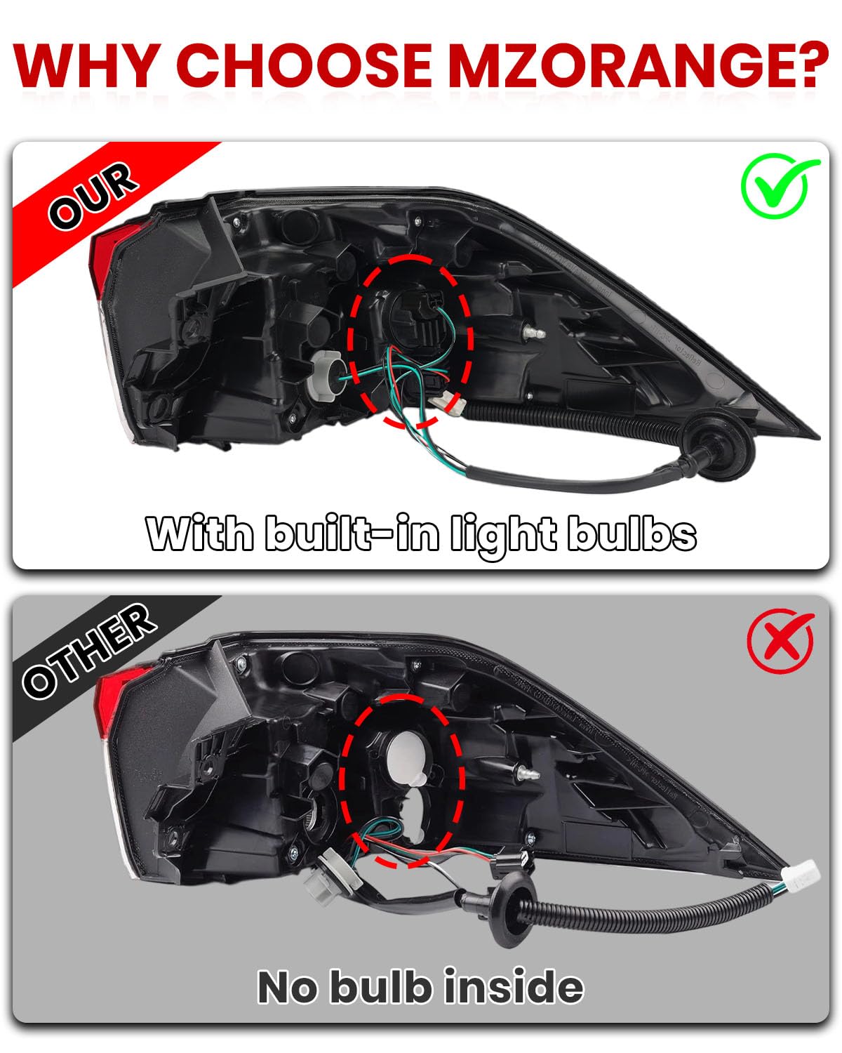 Tail Light for 2019-2021 Toyota RAV4 - Left Driver & Right Passenger Side Rear Brake Lamp