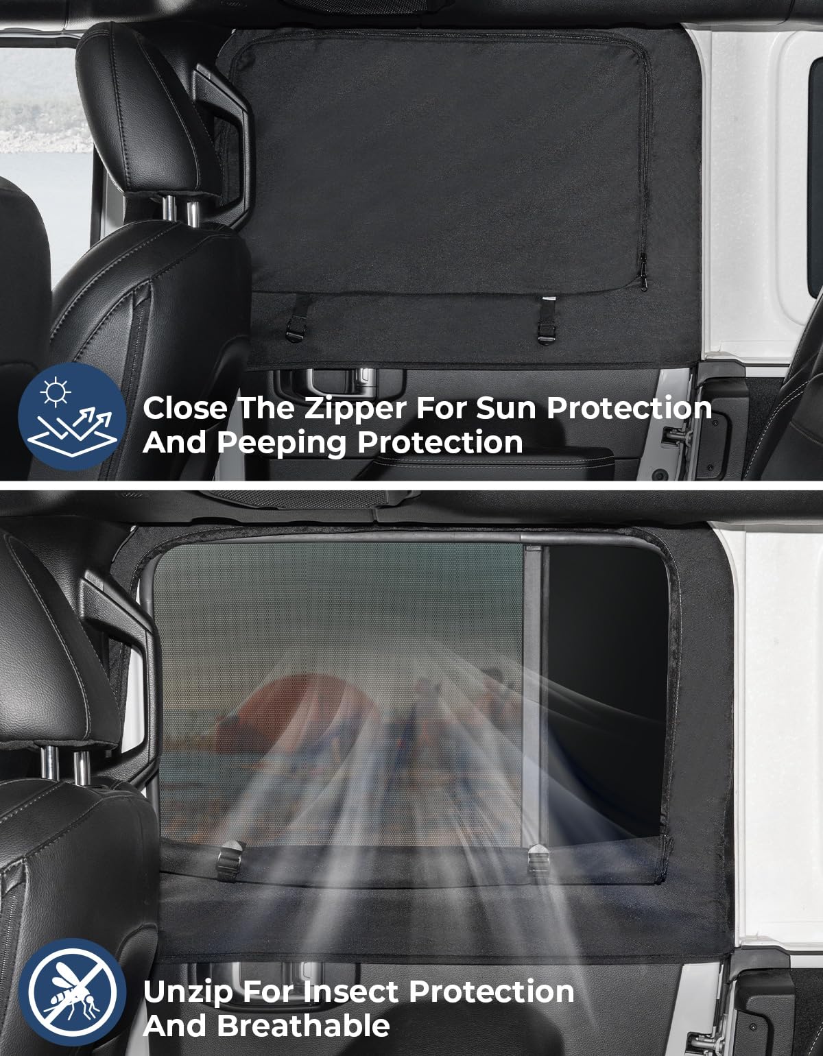 Window Sun Shade Camping Window Insect Screen Compatible with Wrangler JK JL Gladiator JT 2007-2024