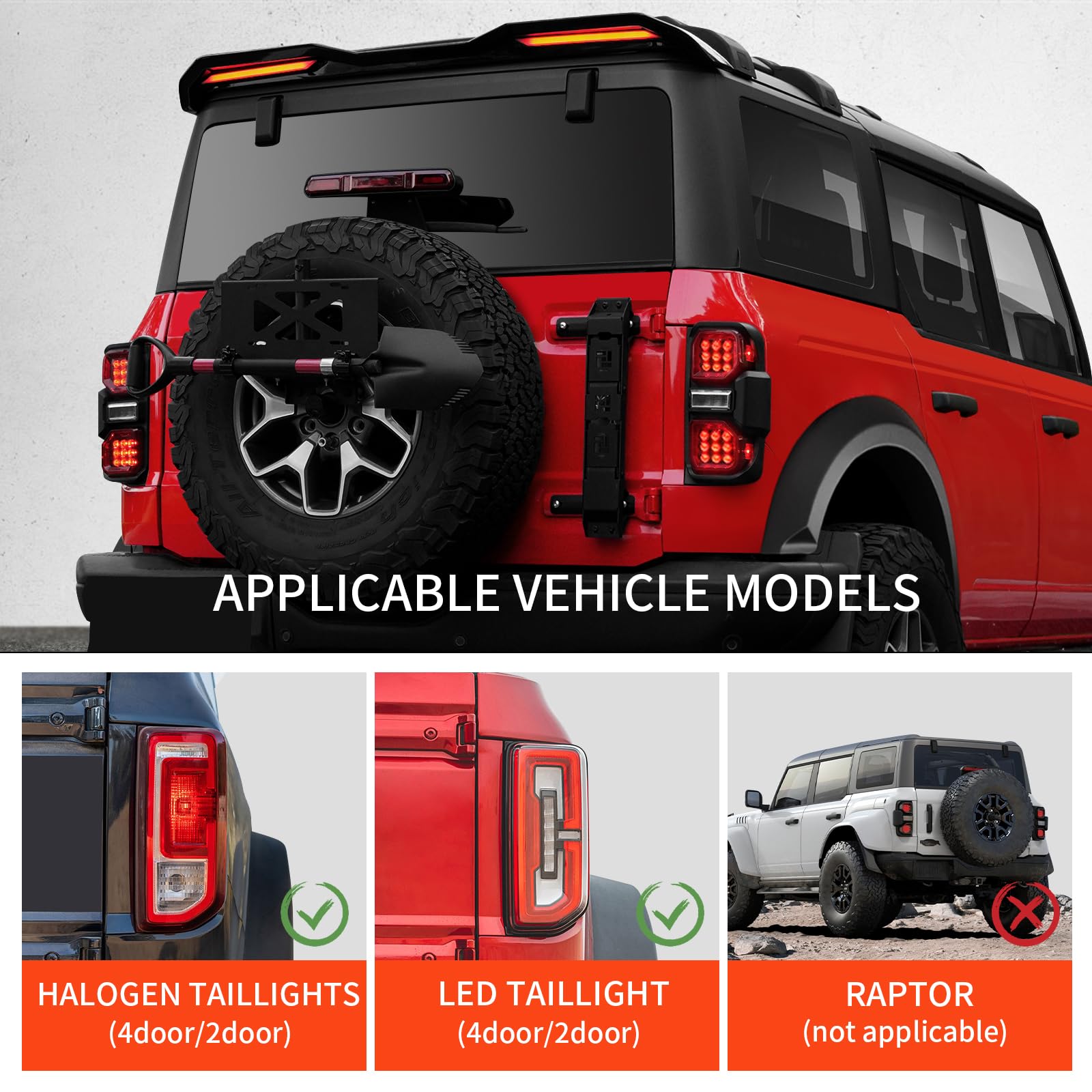 A Pair LED Red Lens Taillights For Ford Bronco 2021-2025 - OMOTOR