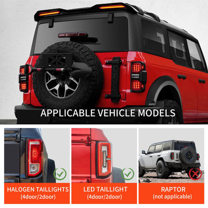 A Pair LED Red Lens Taillights For Ford Bronco 2021-2025 - OMOTOR