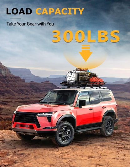 300lbs Roof Rack Cross Bars Compatible with 2024 - 2026 Toyota Land Cruiser 250 & 2024 2025 Lexus GX550 with Raised Side Rails