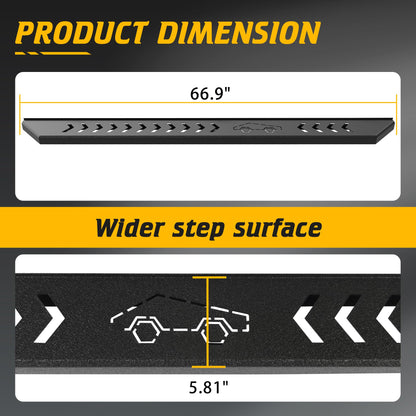 5.81 In Heavy Duty Carbon Steel Running Boards Fit for Toyota Land Cruiser LC250 Prado J250 2024-2025