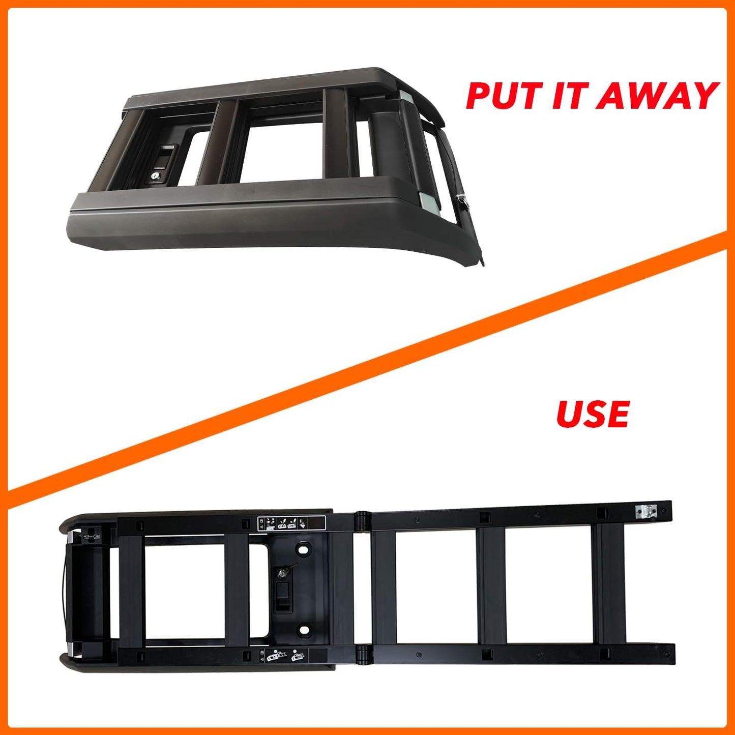 OEM Style Black Foldable Side Ladder with Locking Mechanism for 2024-2026 Toyota Land Cruiser Prado J250/LC250/1958