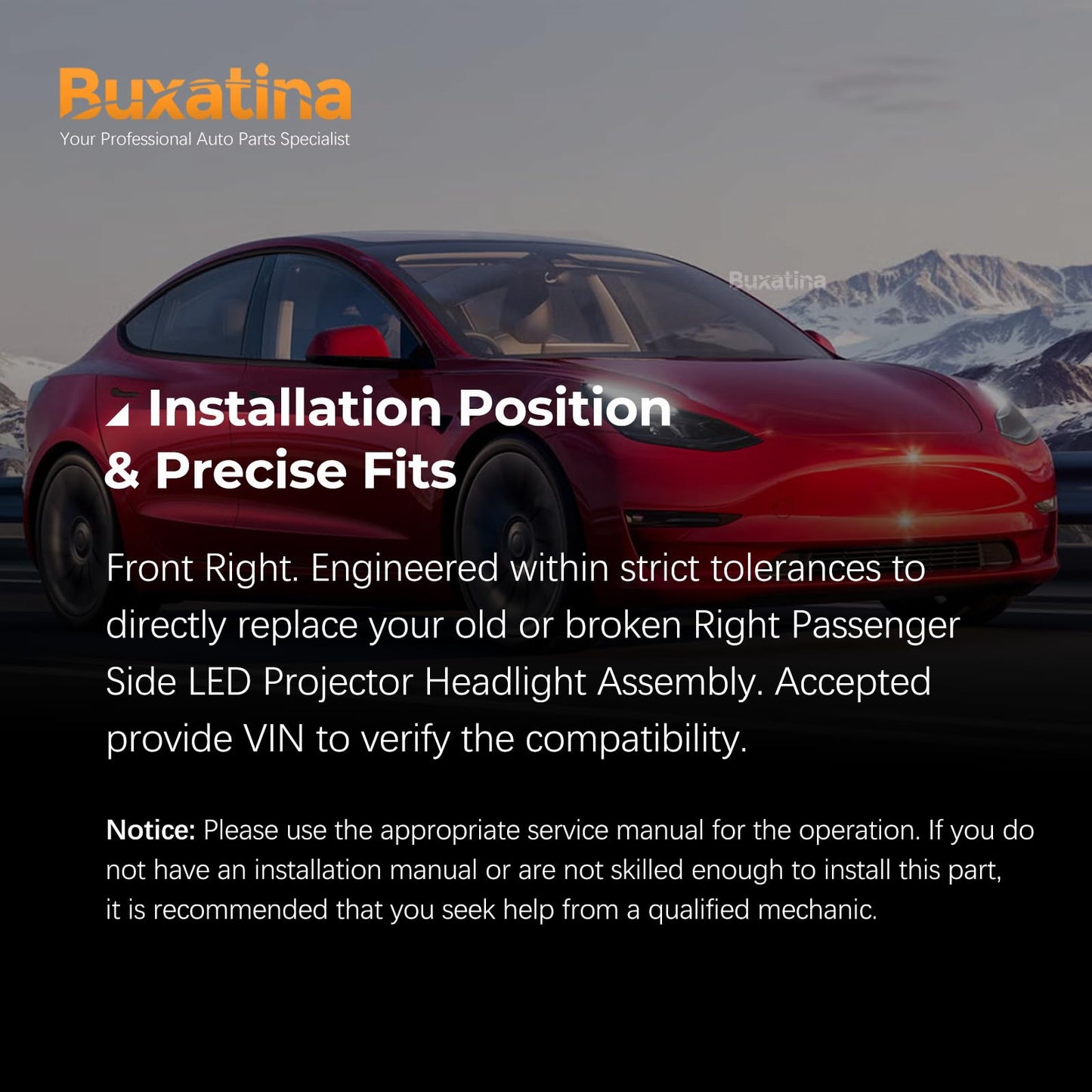 Left Driver/ Right Passenger Side LED Projector Headlight Assembly Replacement for Tesla Model Y 2020-2025 Fits for Tesla Model 3 2021-2023