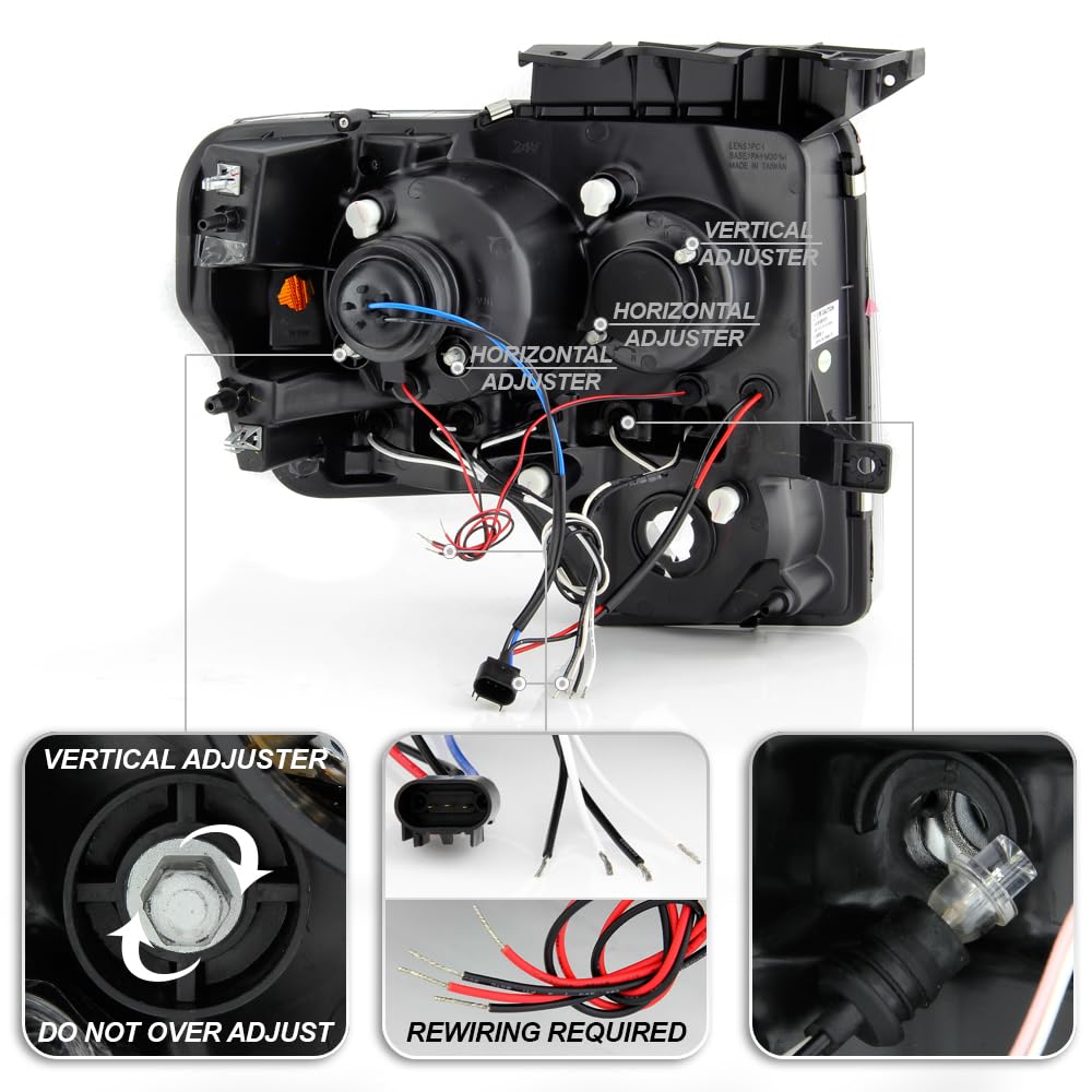 SMD LED Halo Projector Headlights For 2009-2014 Ford F150