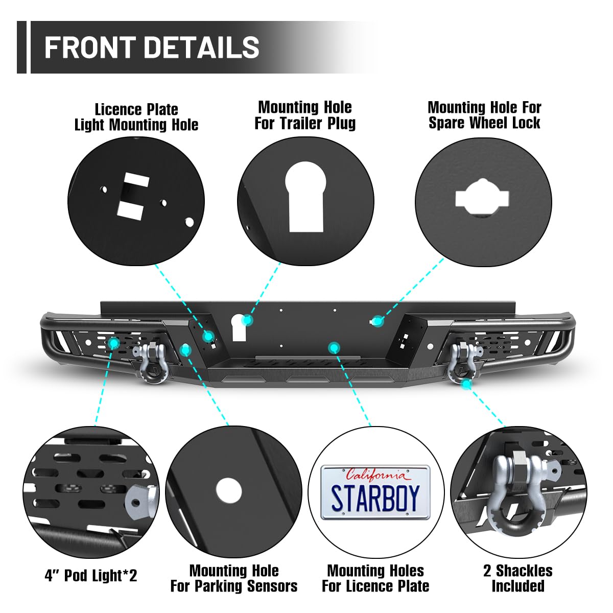Heavy Duty Offroad Rear Bumper for Ford Ranger 2024 - 2026