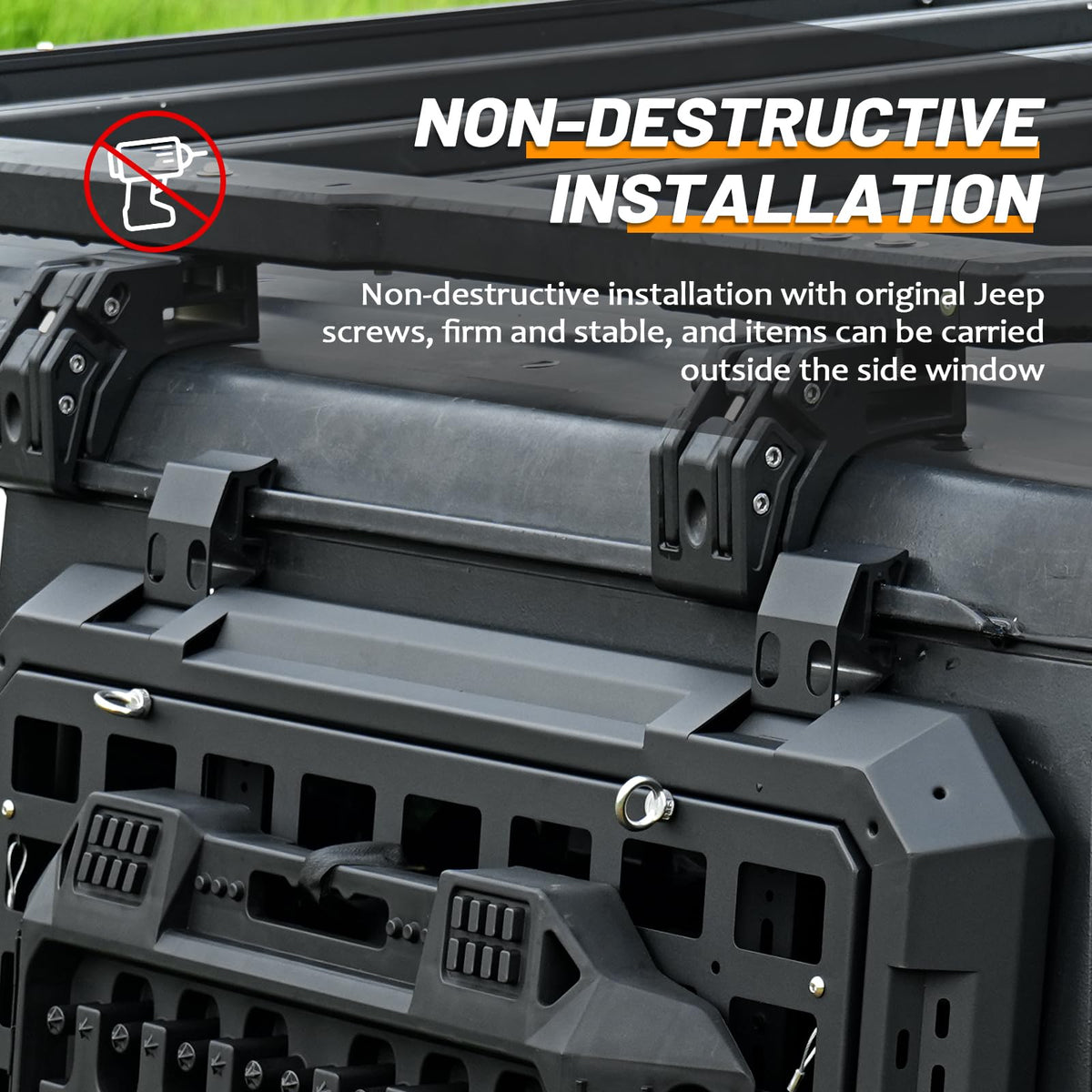 Foldable Rear Window Storage Table Molle Panel Flank Kit for Jeep Wrangler JL 2018-2026  4 Doors