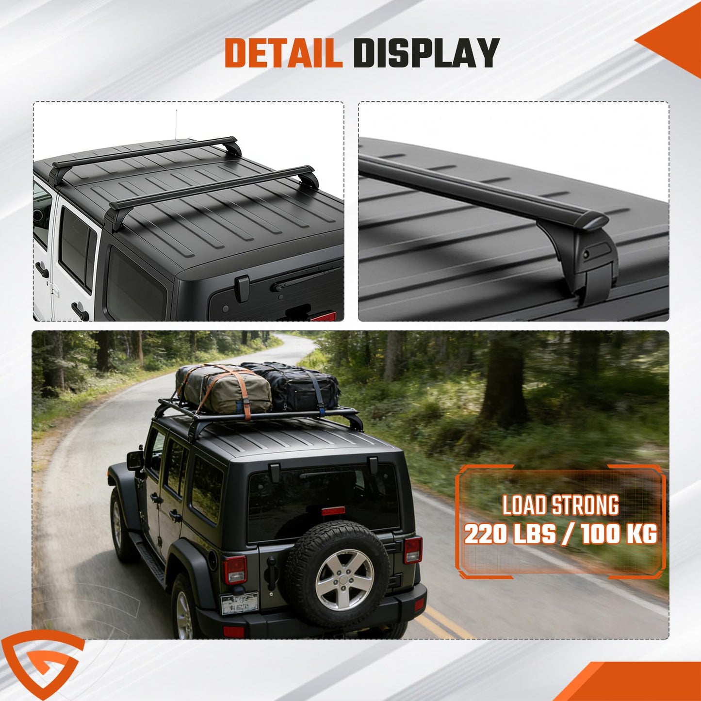 Roof Rack Cross Bars Compatible with Jeep Wrangler JL JK  Gladiator JT 2007-2026 with Anti-Theft Metal Lock, 2 & 4 Door