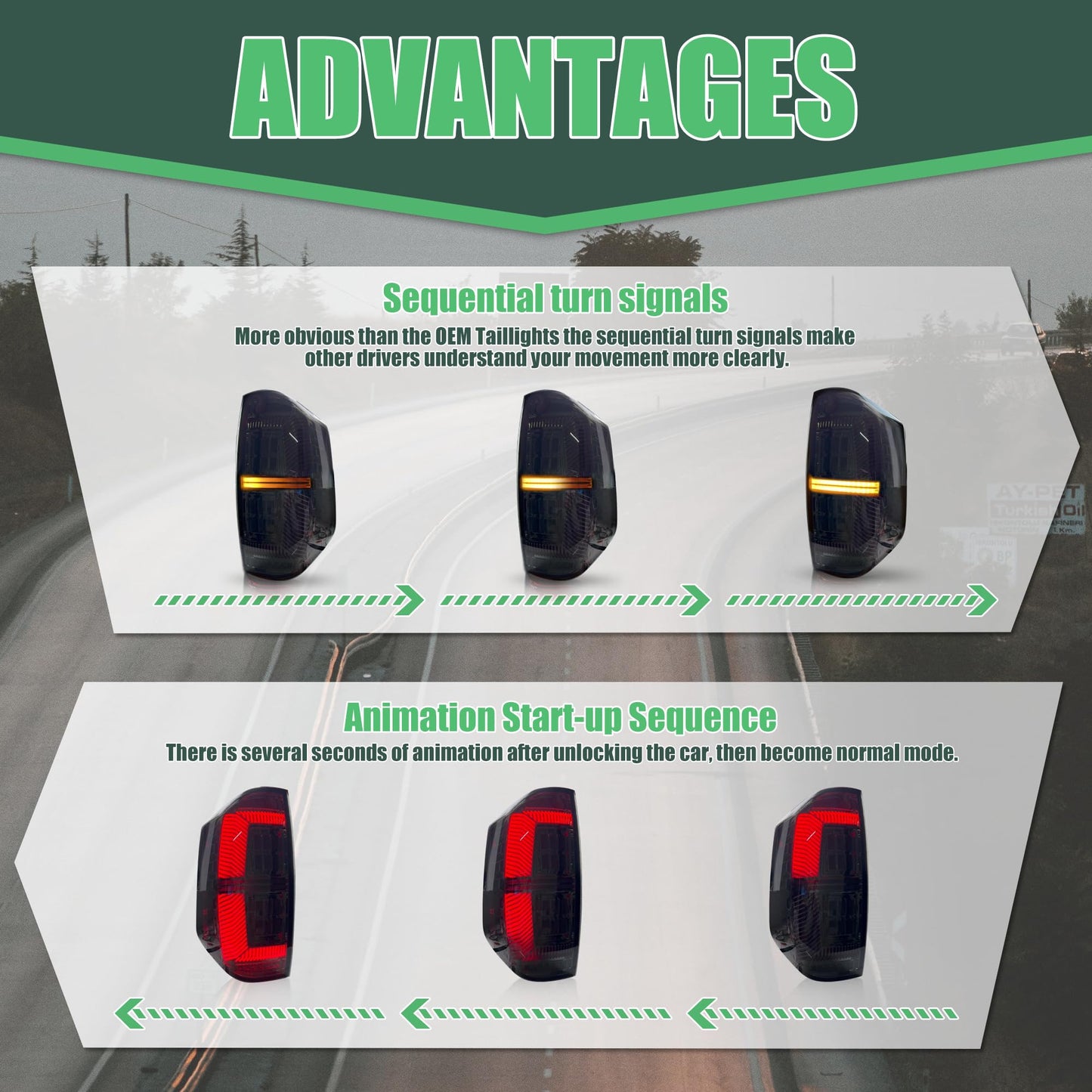 Smoke Tail Lights Compatible with 2nd Gen Tundra 2014-2021 All Models