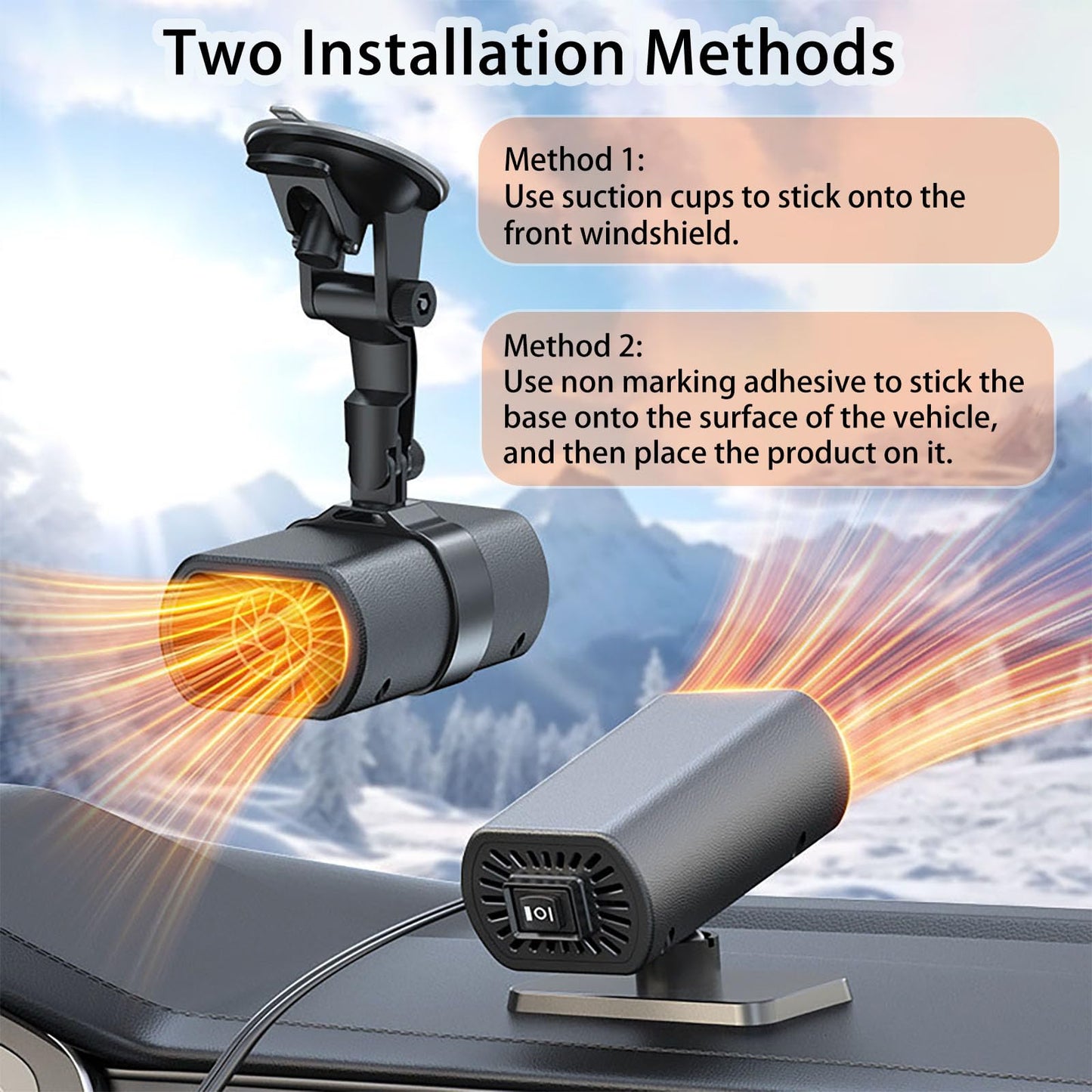 12V New Portable Car Heaters for Vehicle for Winter (black)