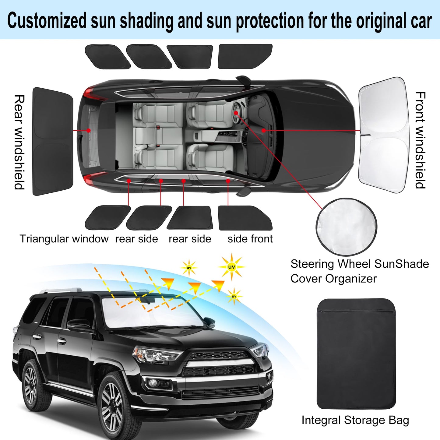 8PCS Window Shades for 2010-2024 Toyota 4Runner 5th Gen