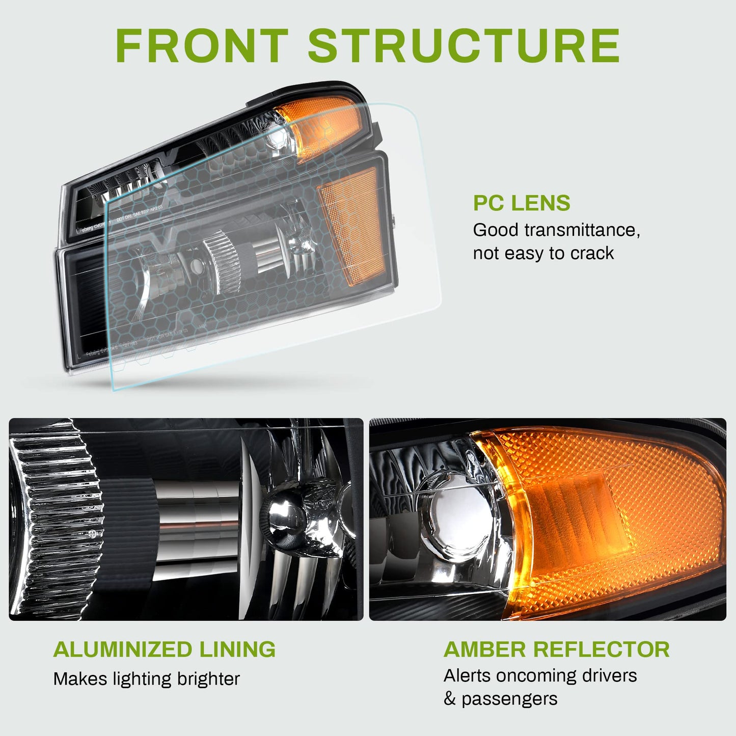 Headlights Assembly Compatible with 2004-2012 Chevy Colorado GMC Canyon, 2006-2008 Isuzu i-Series Replacement  (Left + Right Side)