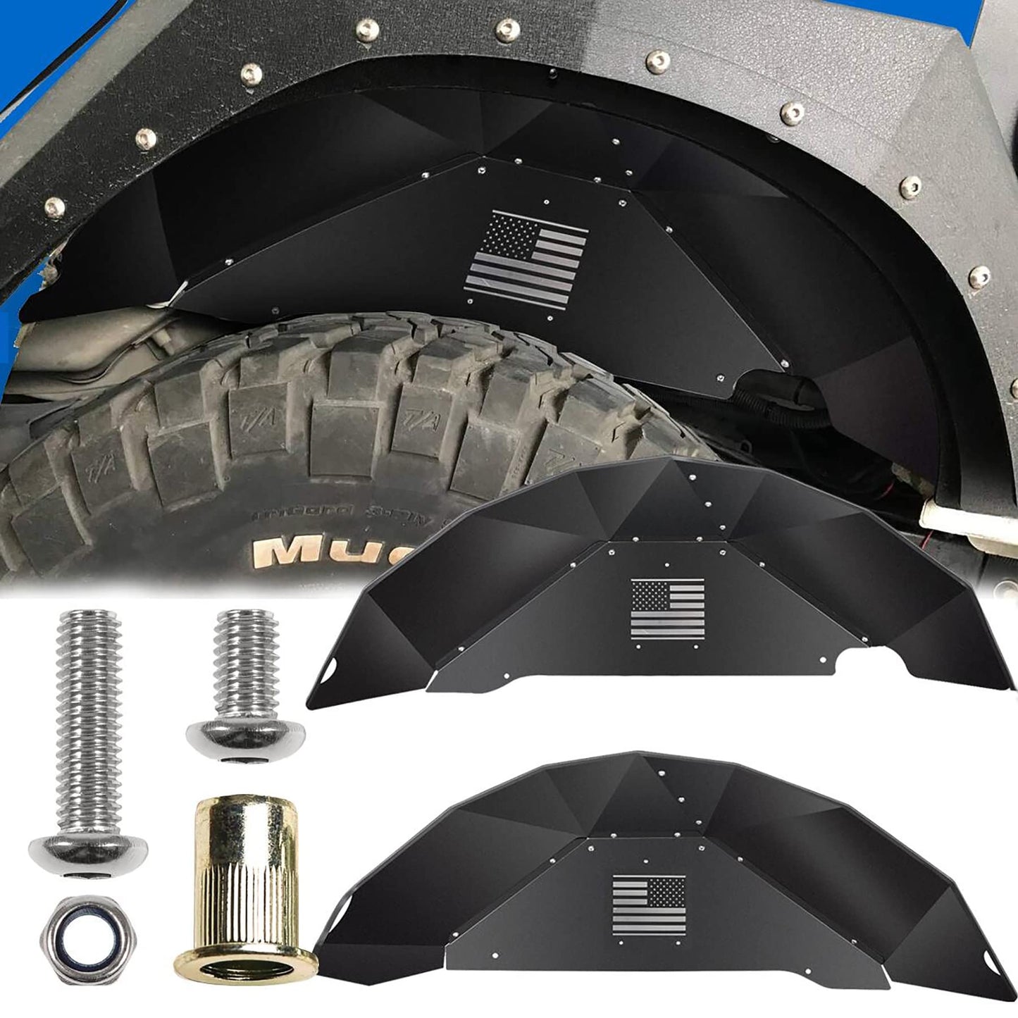 Black Inner Fender Liner Compatible with Wrangler 2007-2018 JK JKU & Unlimited 2/4 Doors - OMOTOR