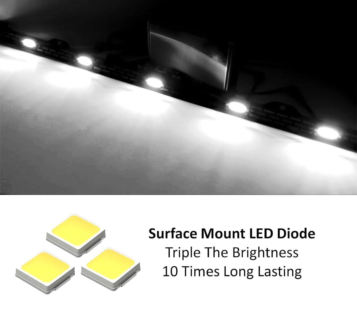 Full LED Front Hood Bulge Insert Replacement Lighting Kit Compatible with Toyota Tundra 2014-2021