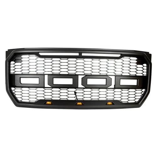 Raptor Style Matte Black Front Bumper Grille with Yellow LED Lights Fit for 2015-2017 Ford F150 - OMOTOR