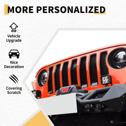 Grille Inserts Headlight Covers Set Fits for Jeep (2018-2023) Wrangler JL JLU(Sport/Sport S) - OMOTOR