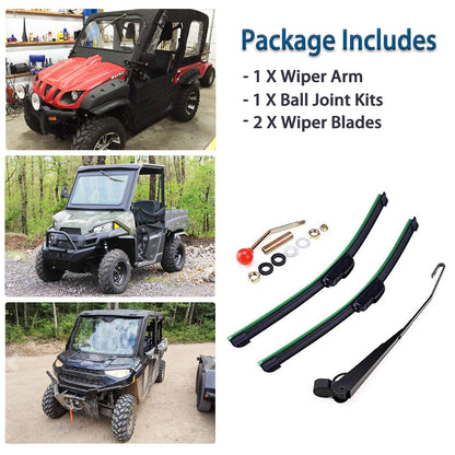 UTV Electric Windshield Wiper Kit Compatible with Polaris Ranger RZR Can Am Kawasaki Honda Pioneer - OMOTOR