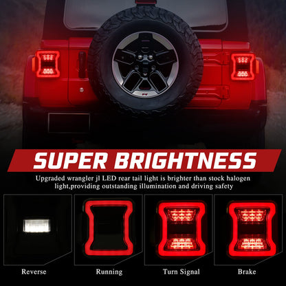 Smoked LED Tail Lights Replacement Kit for 2018-2022 Jeep Wrangler JL Accessories - OMOTOR