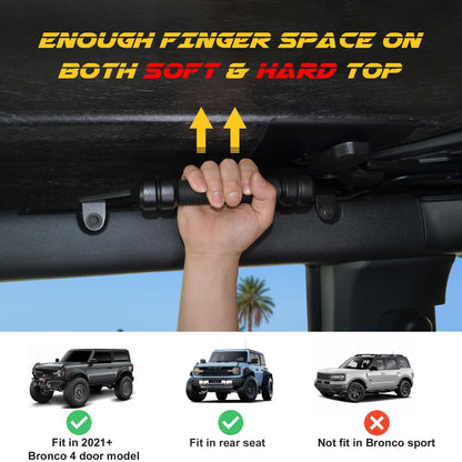 2 Pcs Aluminum Alloy Roll Bar Grab Handles Compatible with Ford Bronco 2021-2026 Soft & Hard Top