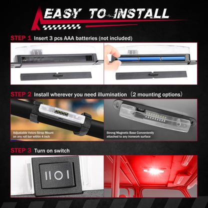 UTV Interior Dome Light Universal Roll Bar Mount Lights Roll Cage Dome Lights for ATV SXS Can-Am Polaris Truck - OMOTOR
