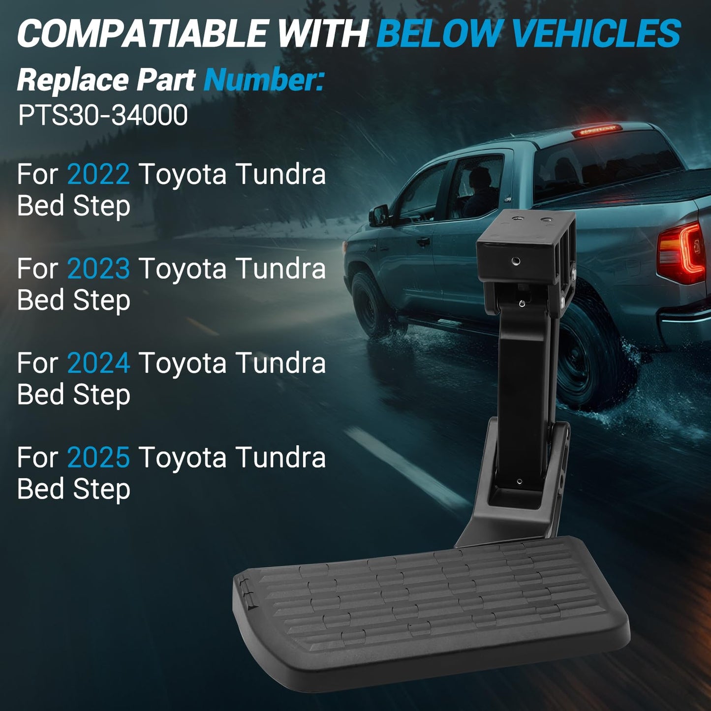 Retractable Rear Bed Step Compatible with 2014-2021 Toyota Tundra