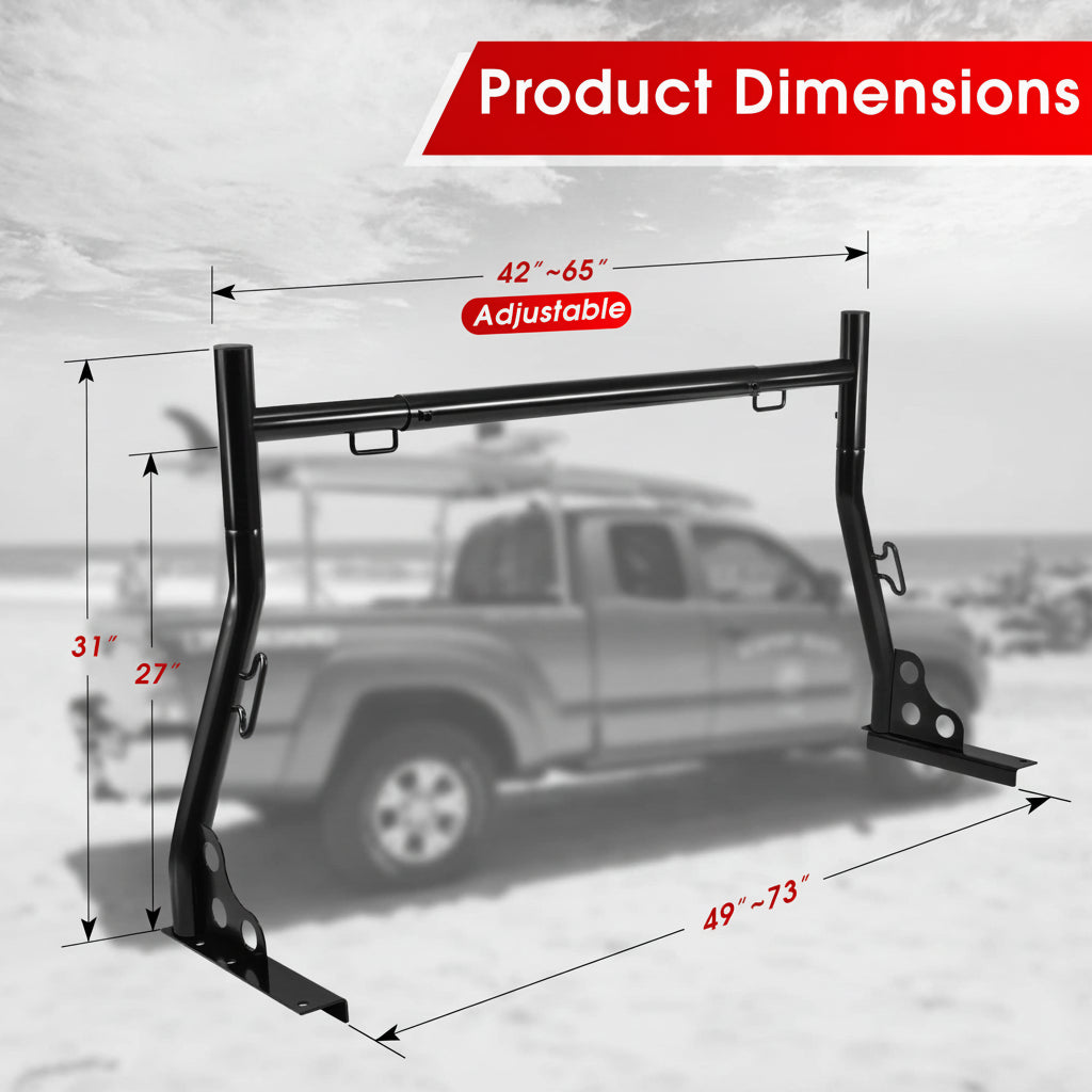 Extendable Truck Ladder Racks 800Ibs Capacity, Universal Heavy Duty (NO Drilling)