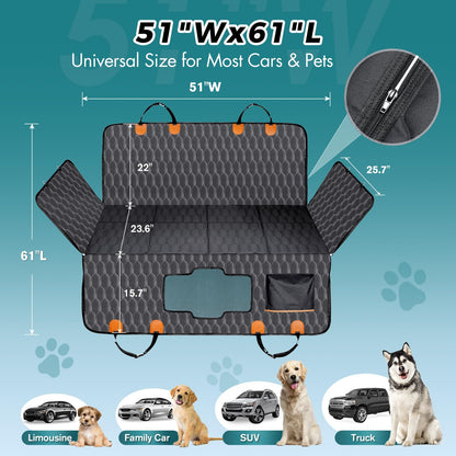 Back Seat Extender for Dogs-Supports 330lb,Waterproof Dog Car Seat Cover Hard Bottom-Detachable,600D Heavy Duty Scratch Proof Nonslip Durable Soft,Dog Hammock for Car,SUVs