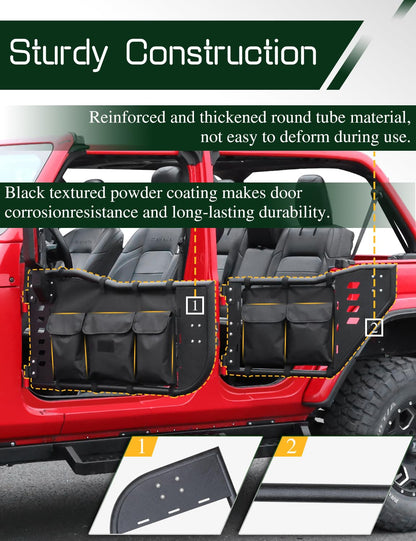 4PCS Tube Half Doors with Storage Bag Fit for Jeep Wrangler JL Unlimited Gladiator JT 2018~2026 4-Door (excludeJK&2Door Models)