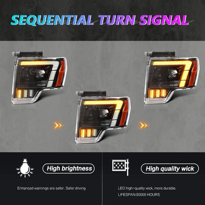 LED Headlights Assembly Compatible with 2015-2017 Ford F150 Pickup XL/XLT/Lariat/King Ranch/Platinum/Limited F150 Raptor 2017-2020