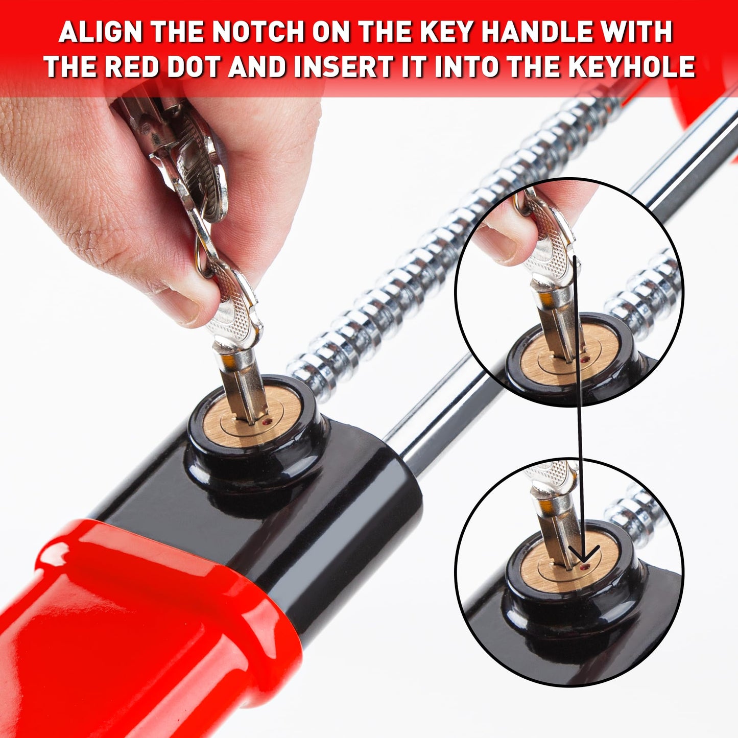 Heavy Duty Steering Wheel Lock Anti-Theft Car Device Security For Cars Trucks Vans and SUVs with 3 Keys - OMOTOR