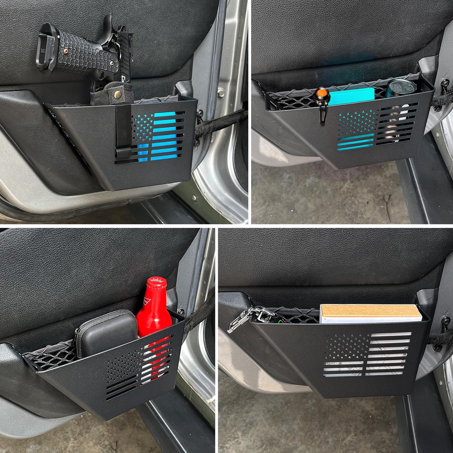 Metal Front Door Storage Box For 2007-2018 Jeep Wrangler JK 2/4 Door (Black)