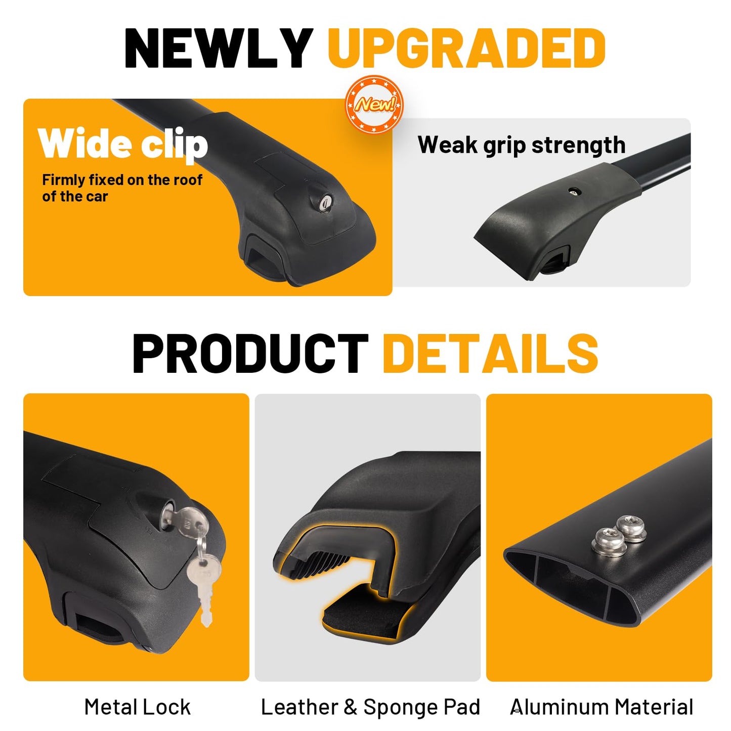 220lb Lockable Roof Rack Cross Bars Compatible with Ford Bronco Sport Base & Bigbend & Outer Banks & Badlands & First Edition 2021 - 2025