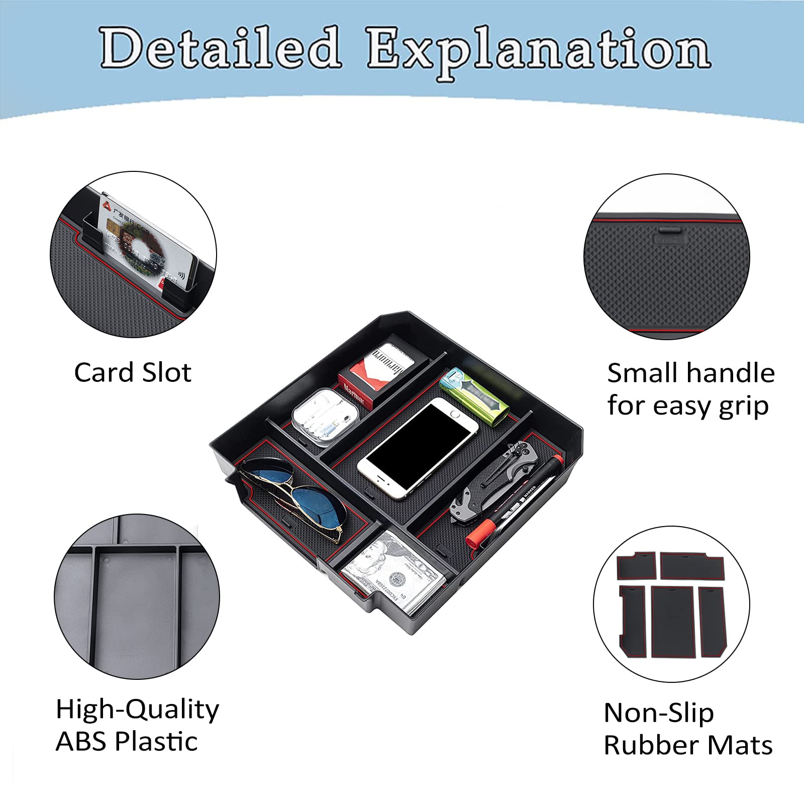 Center Console Organizer Compatible with 2022 - 2025 Toyota Tundra - OMOTOR