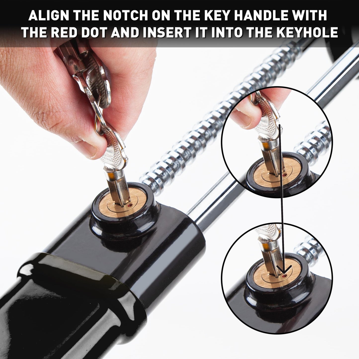 Heavy Duty Steering Wheel Lock Anti-Theft Car Device Security For Cars Trucks Vans and SUVs with 3 Keys - OMOTOR