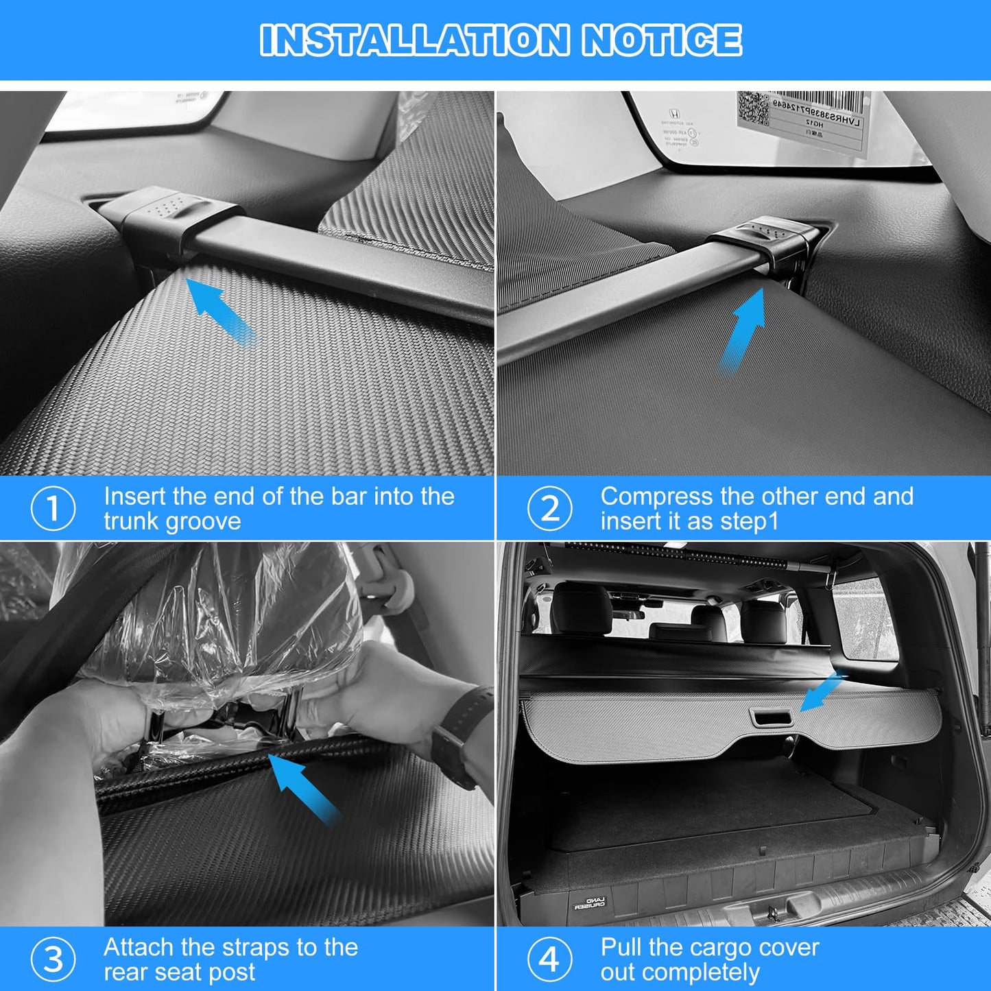Retractable Cargo Cover for Toyota Land Cruiser Prado J250 LC250 2024 - 2026 Lexus GX550